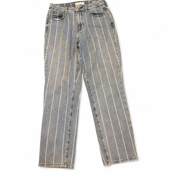 PacSun Window Pane Mom Jeans Railroad Stripe Print Size 26 - Picture 4 of 5
